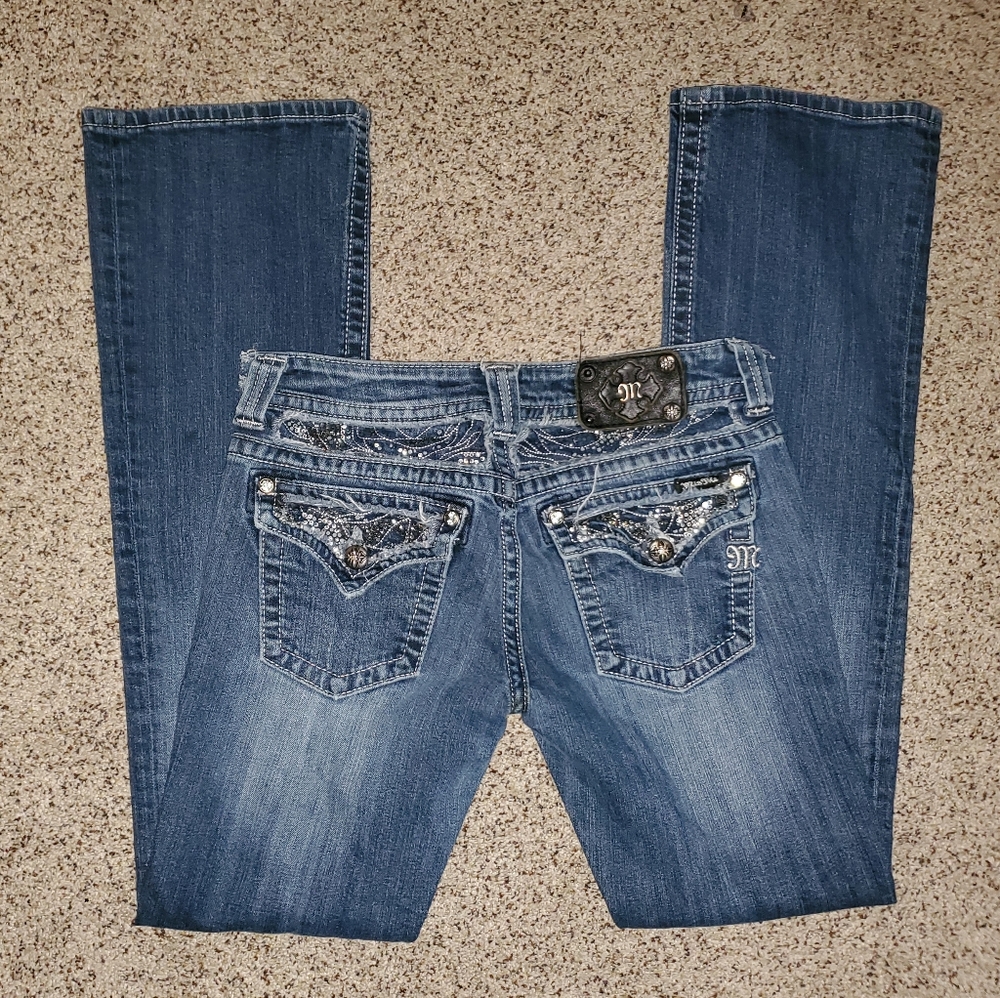 Miss Me Women's Blue Embellished Boot Cut Jeans